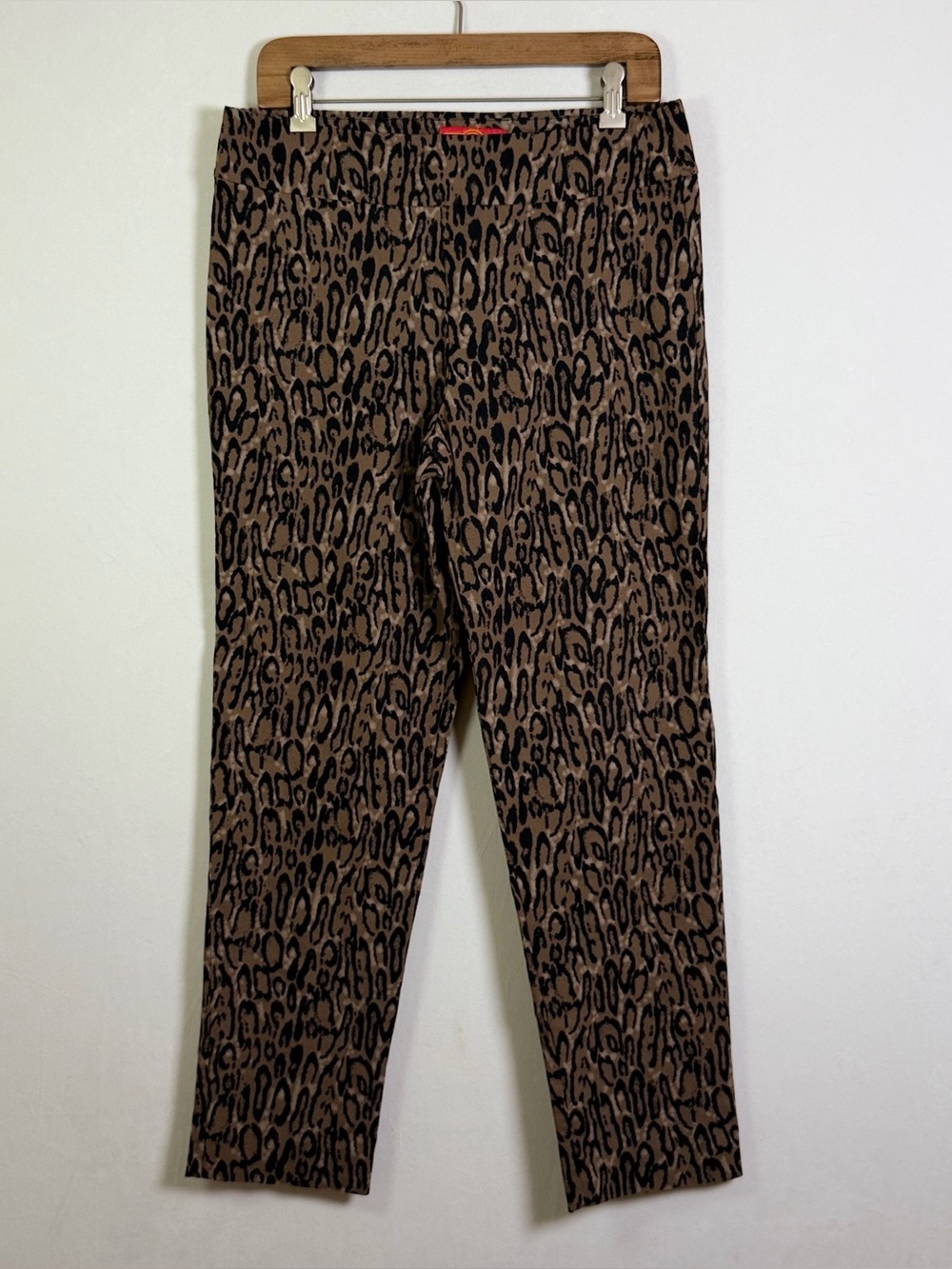Krazy Larry Women’s Leopard Print Pull-On Ankle Pant Sz 12 Stretch Office Casual - Picture 2 of 7